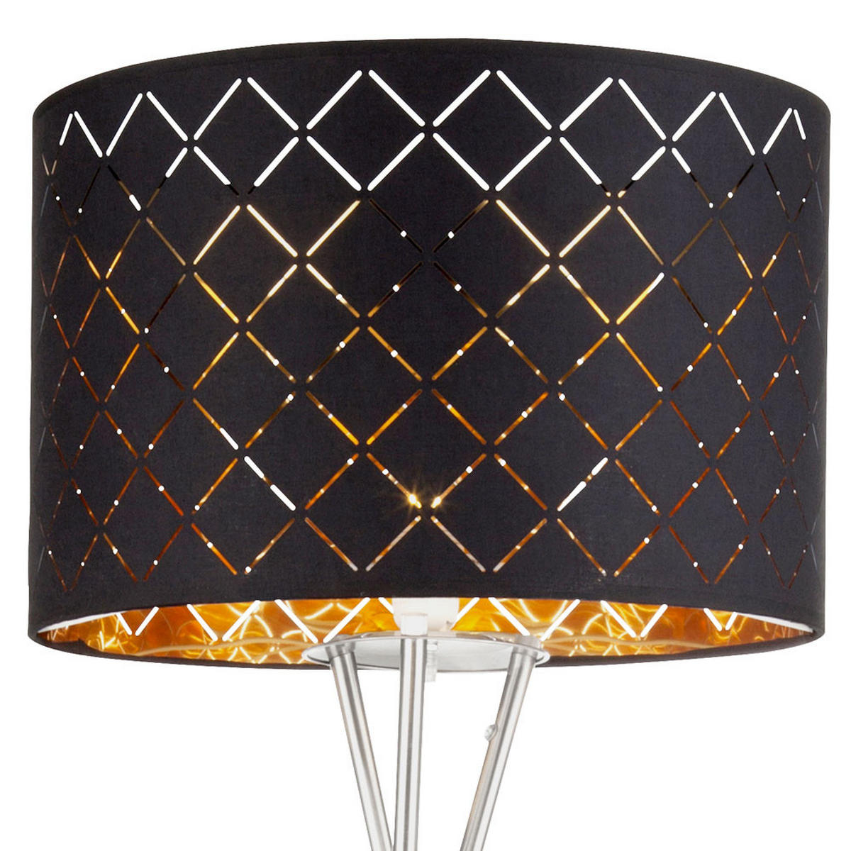 LED STEHLEUCHTE Metall Textil Schwarz Gold - Schwarz, Metall (62/62/160cm) - Globo Lighting