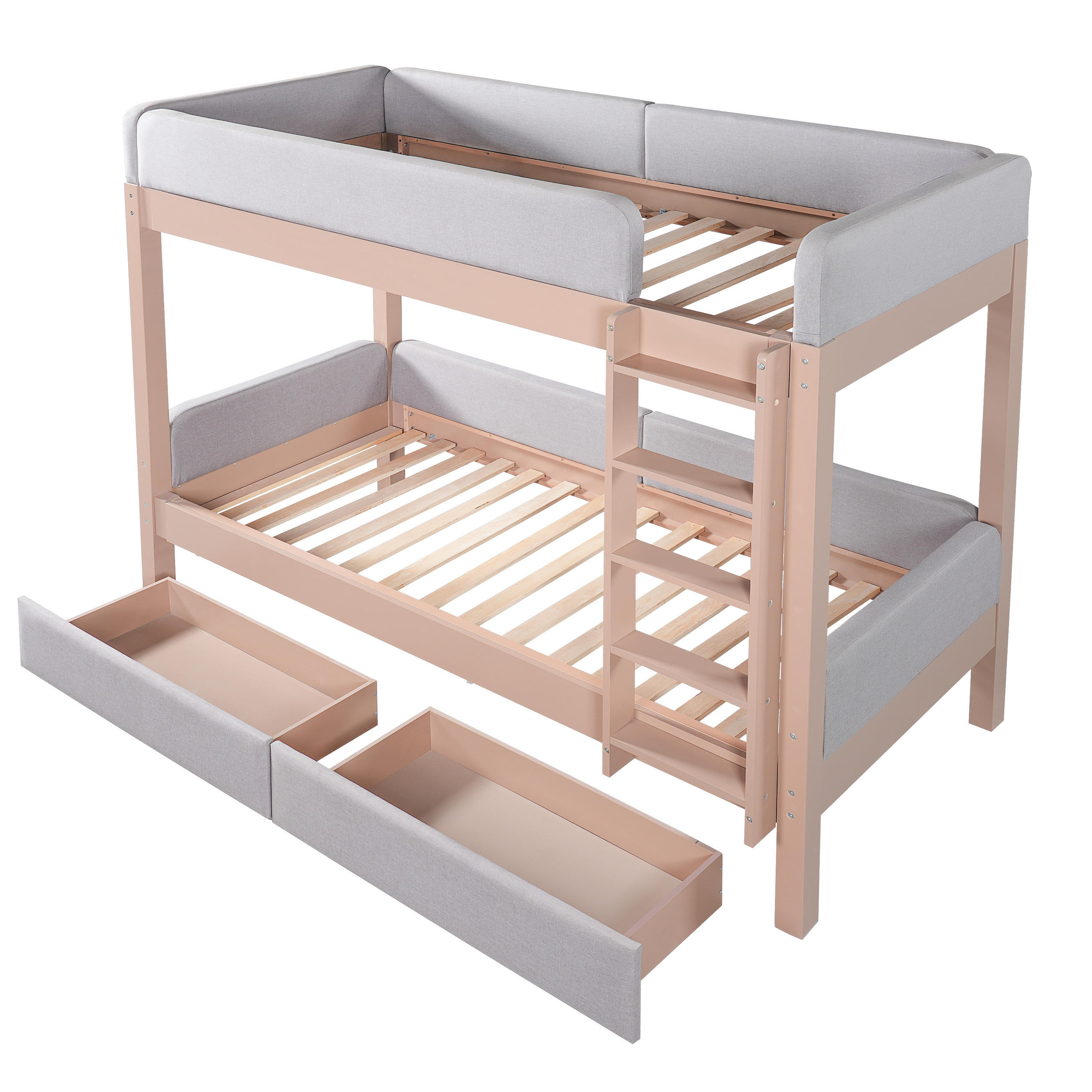 ETAGENBETT Kinderbett 90x200 Grau/Natur - Grau, Holz (90/200cm) - ComfortXL