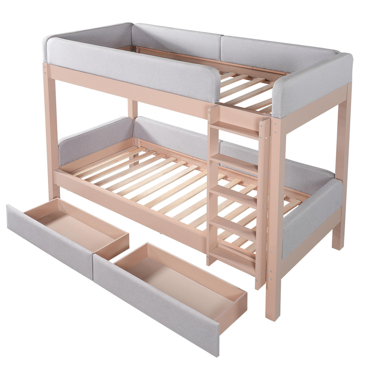 ETAGENBETT Kinderbett 90x200 Grau/Natur - Grau, Holz (90/200cm) - ComfortXL