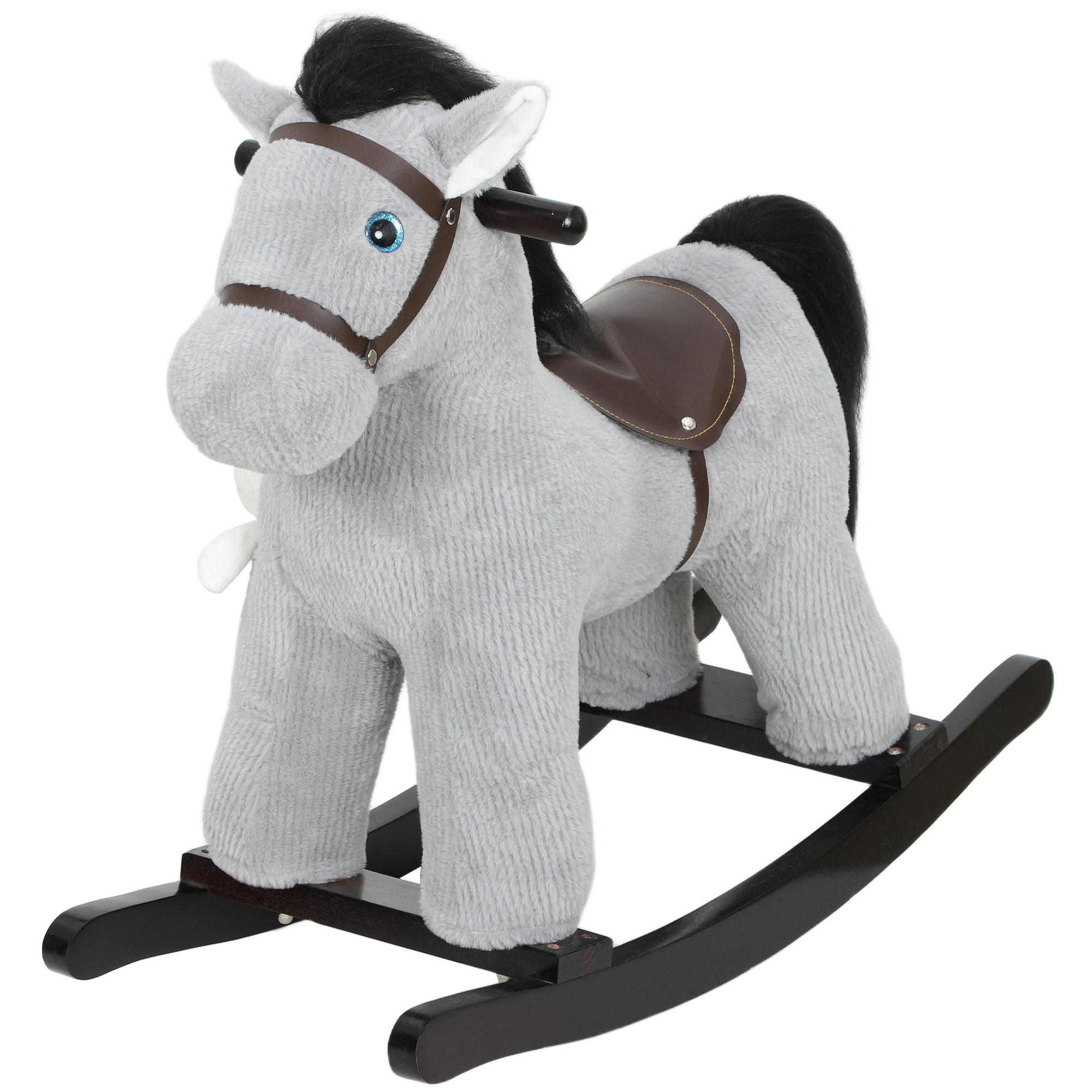 SCHAUKELPFERD DE-18250 mit Sound & Stoffpuppe, grau - Grau, Textil (26/55/71cm) - ComfortXL