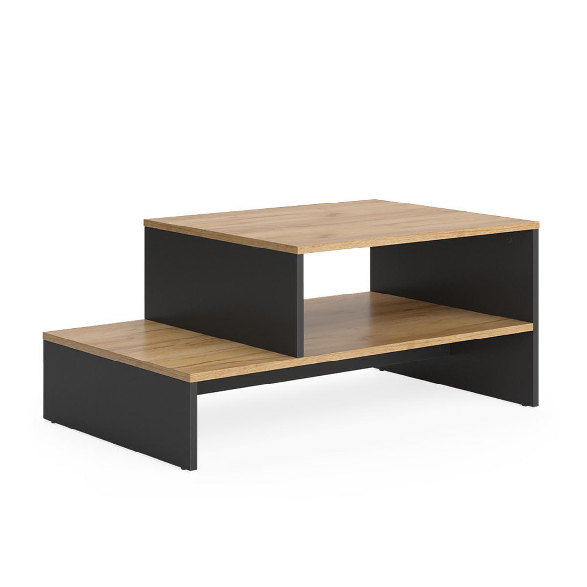 COUCHTISCH Amely Goldkraft Eiche/Anthrazit 90 x 55 cm mit Regal - Honigeiche/Anthrazit, Holzwerkstoff (55/90/40cm) - Vicco