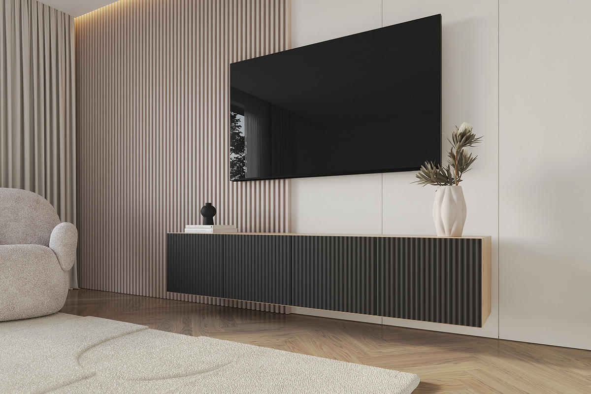 LOWBOARD NOA-2-W 2x100x40x41 cm - Artisan / Schwarz - Schwarz, Holzwerkstoff (200/40/41cm) - ALTDECOR