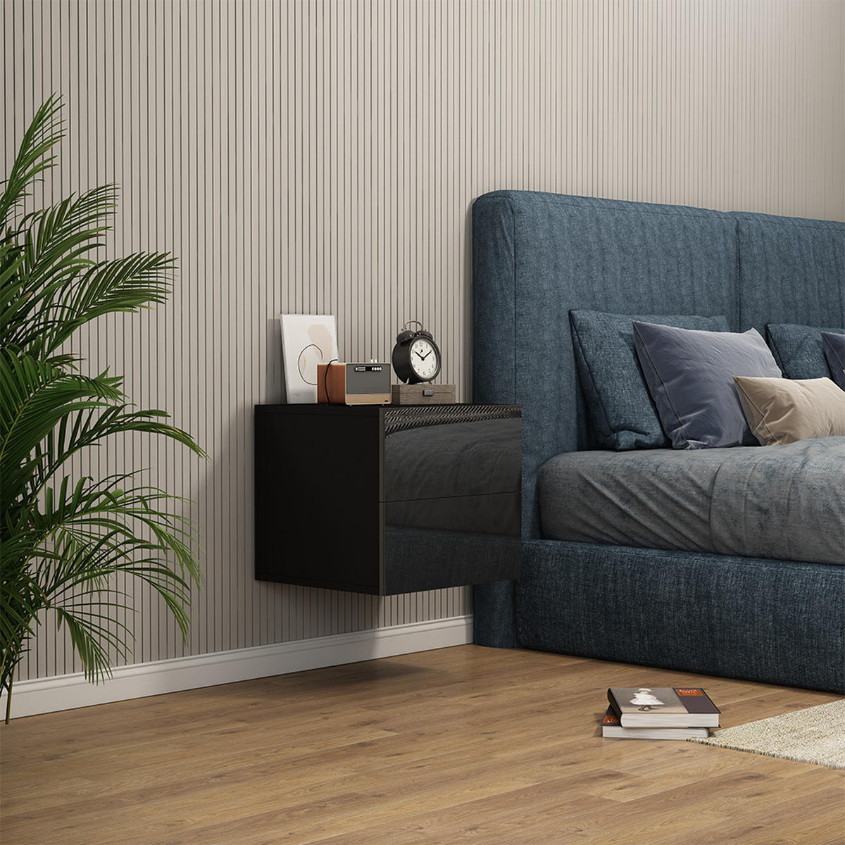 NACHTTISCH Sofie Schwarz Hochglanz 49.6 x 51.2 cm - Schwarz Hochglanz/Schwarz, Holzwerkstoff (49.6/51.2/45cm) - Vicco