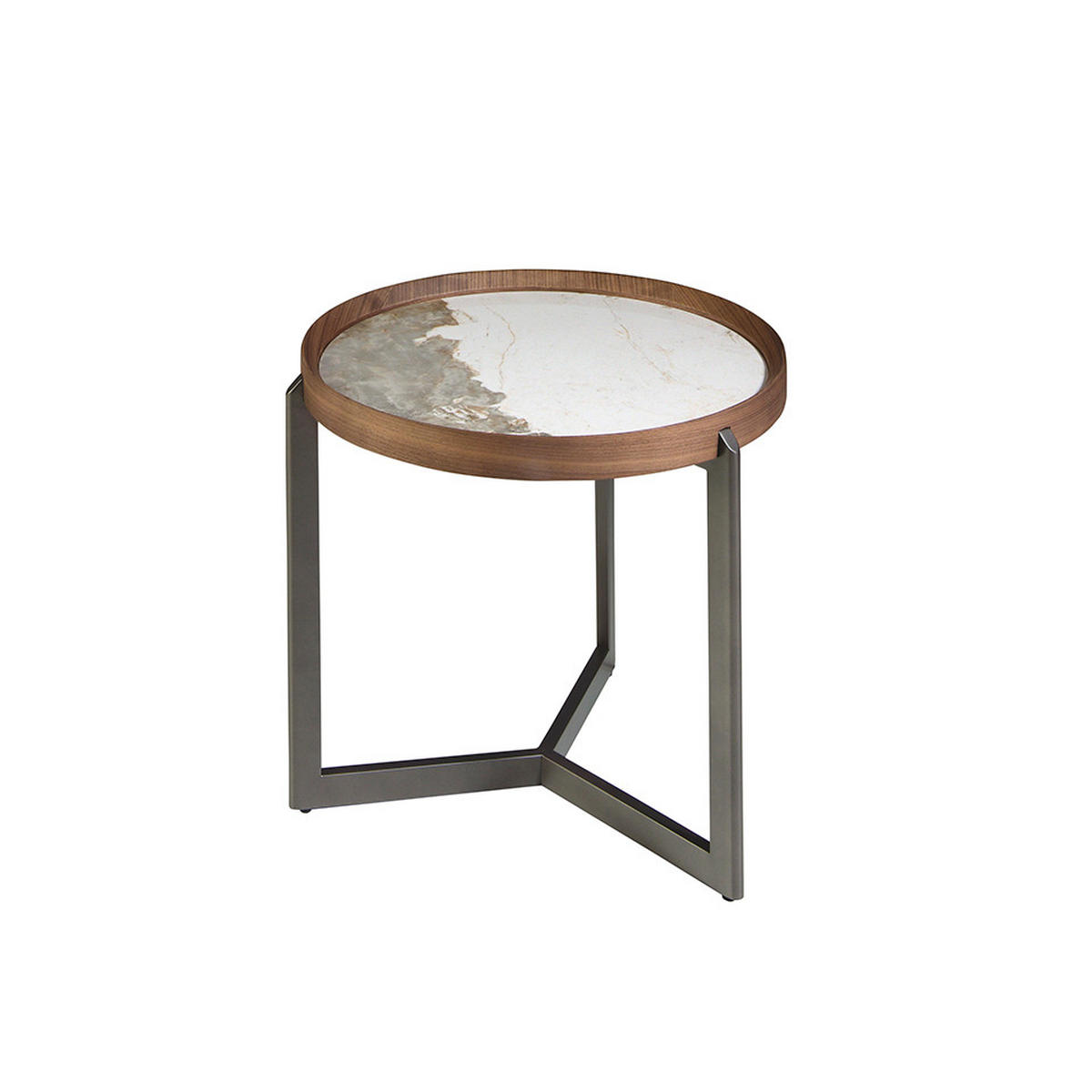 ECKTISCH Weiß Dunkler Stahl Walnuss 62/62/56 cm - Walnussfarben/Weiß, Holz (62/62/56cm) - ANGEL CERDA