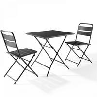 GARTENSET klappbar 3-tlg., Grau - Grau, Metall (70/70/72cm) - Oviala