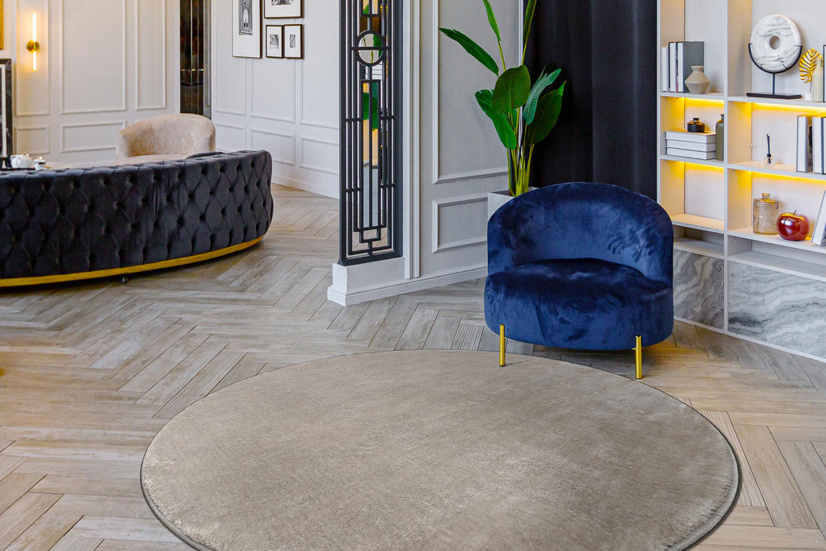 TEPPICH Visco 120 cm - Silberfarben, Textil (120/120cm) - rugsX