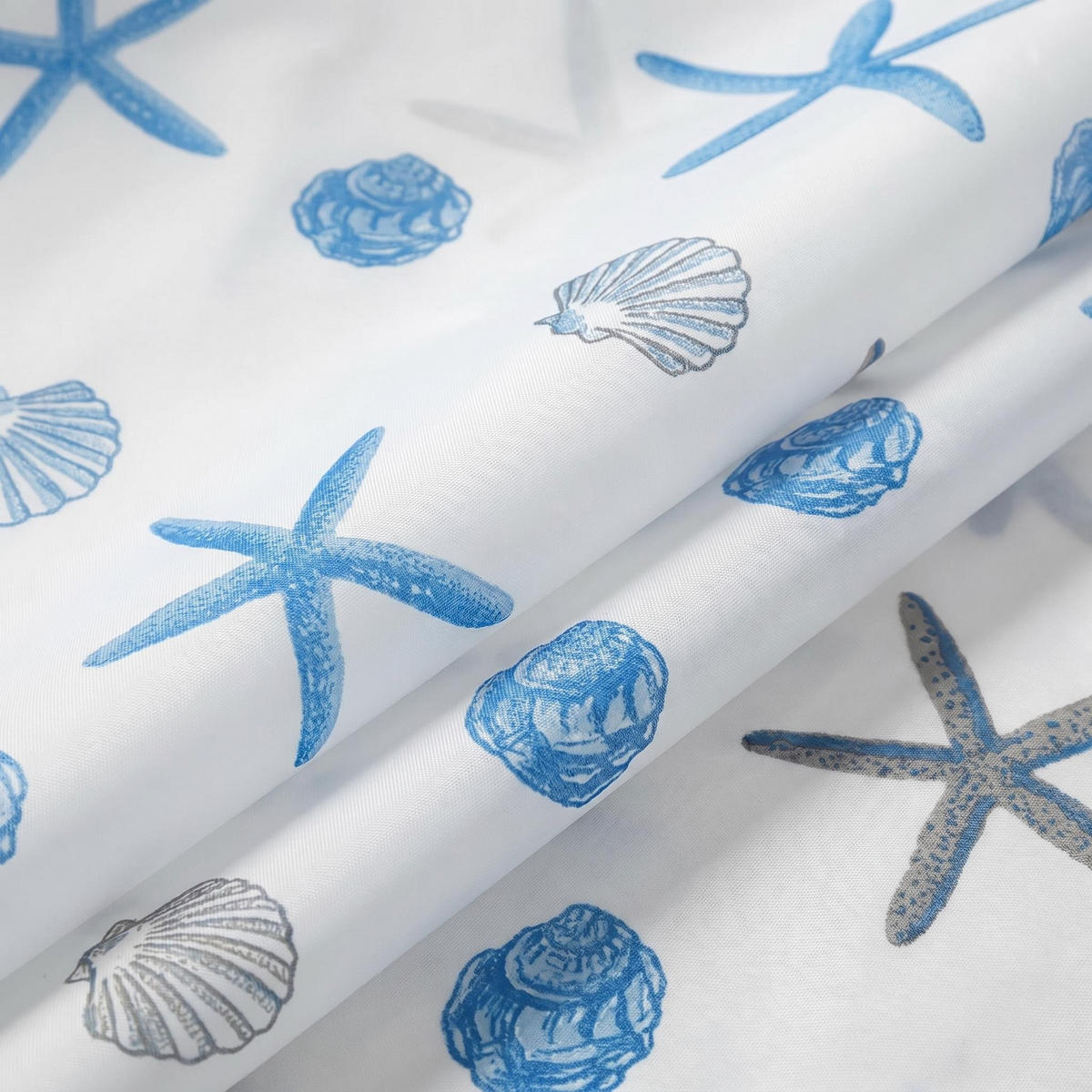 DUSCHVORHANG – Breite 180 x Höhe 180 cm – lan's – inklusive Haken - Blau, Kunststoff (180/180cm)