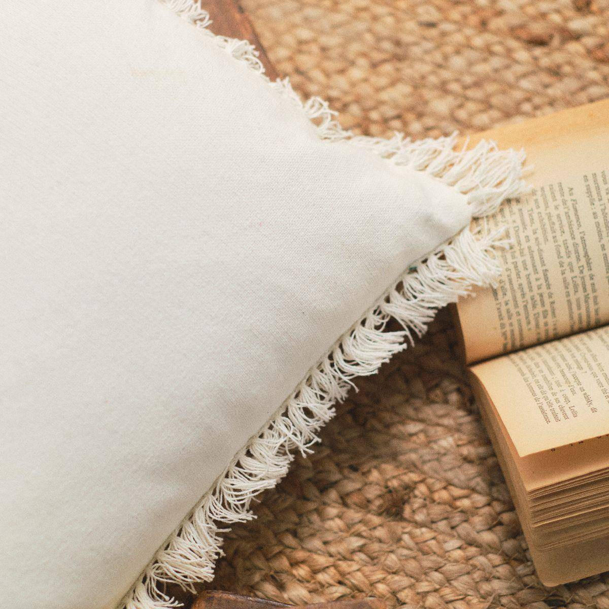 ZIERKISSEN Boho 30/50 cm - Weiß, Naturmaterialien (50/30cm)