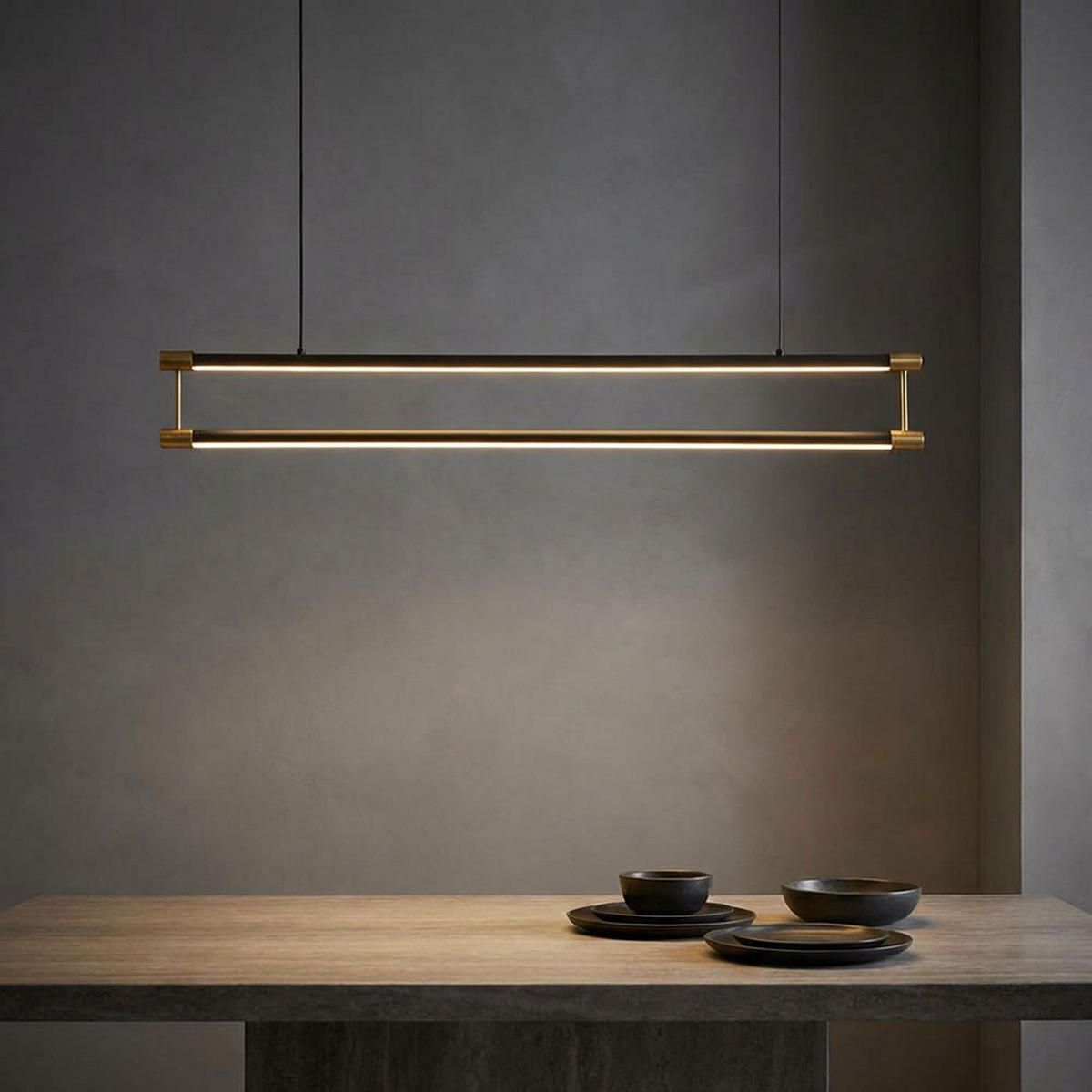 HÄNGELEUCHTE Aluminium schwarz-gold, LED - Schwarz, Metall (84/9/150cm) - Globo Lighting