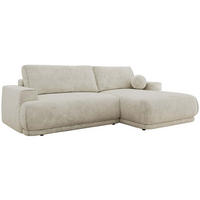ECKSCHLAFSOFA RINA L Creme Schenille grob gewebt - rechts - Creme/Schwarz, Kunststoff/Textil (170/267cm) - MKS