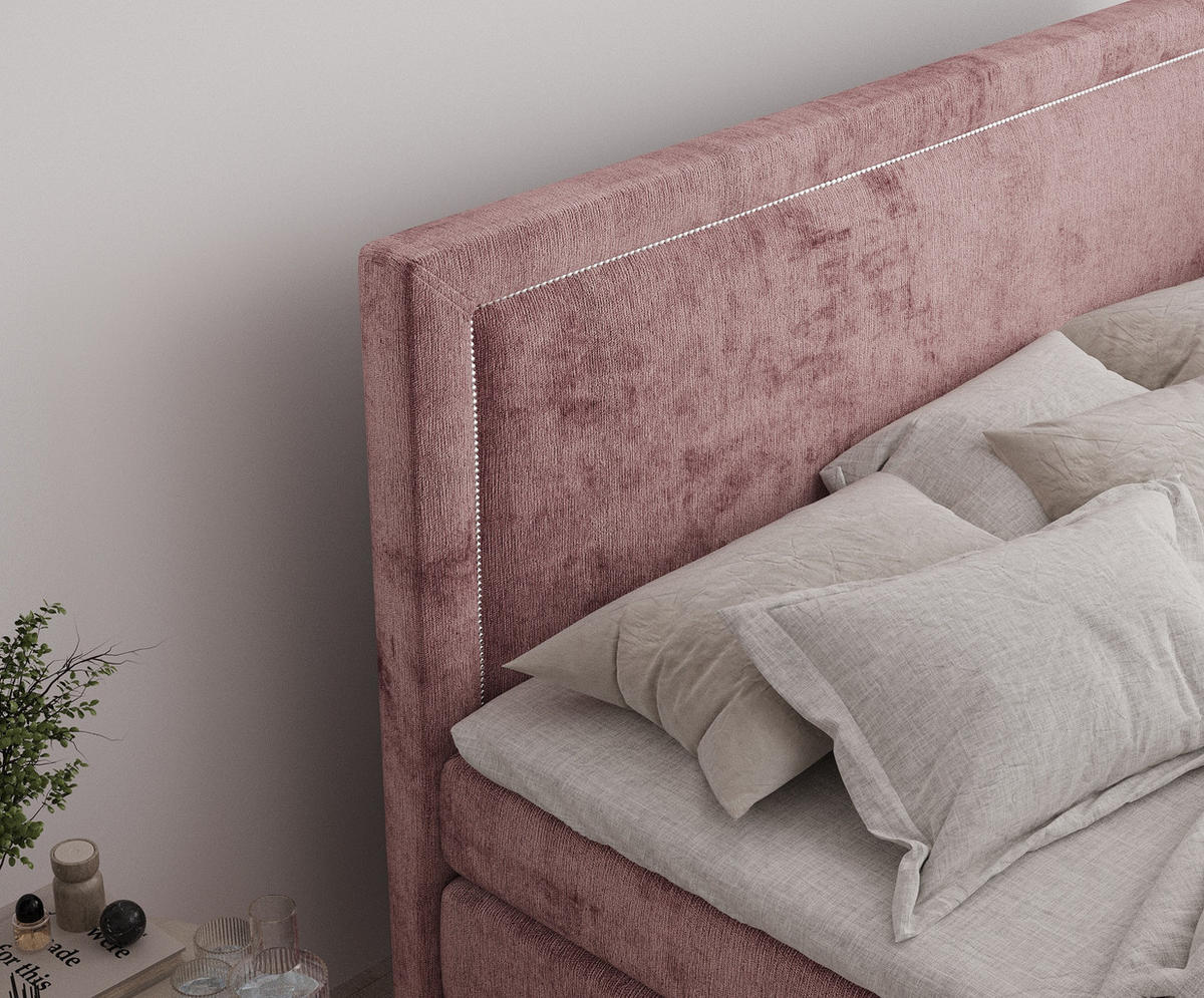 BOXSPRINGBETT Lavenda Rosa 160/200 cm - Schwarz/Rosa, Holz/Holzwerkstoff (160/200cm) - Maison de Reve