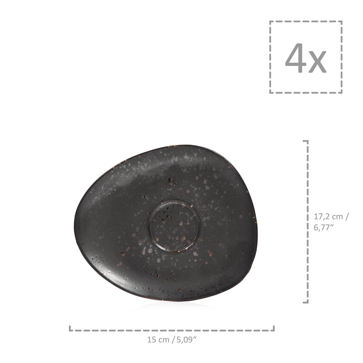 KAFFEESERVICE TOMBEY - 12 teilig aus Steingut - Dunkelgrau, Keramik (26/34/24.75cm) - Sänger