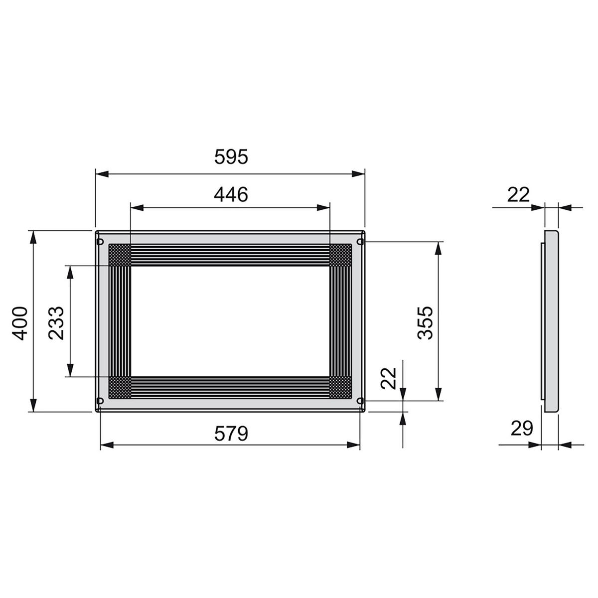 MIKROWELLENRAHMEN zum Einbau in die Küchenzeile, Modul 600mm, 600x400mm, Kunststoff, Nickel satiniert - Grau, Kunststoff (60/40/3cm) - EMUCA