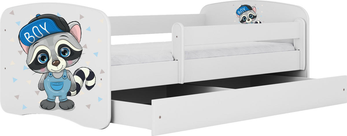 KINDERBETT Emily mit Schublade und Matratze, Weiß 80x180 cm - Blaugrau/Weiß, Holzwerkstoff (180/80cm) - WFL GROUP