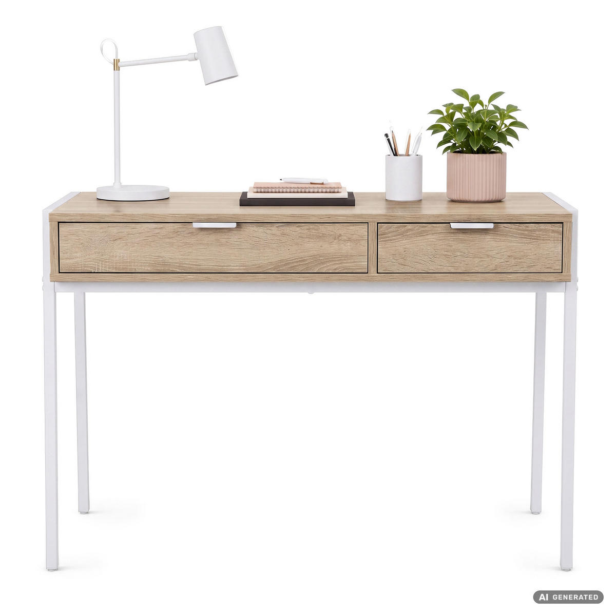 SCHREIBTISCH ZENTIA 100 cm Sonoma Eiche - Weiß/Sonoma Eiche, Holzwerkstoff (100/45/80.5cm) - Akord