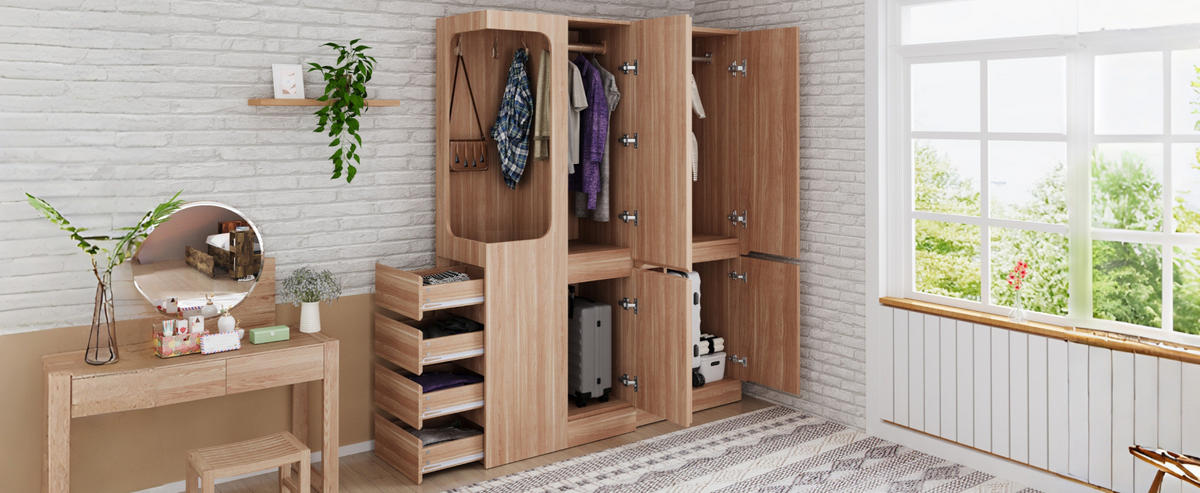 KLEIDERSCHRANK 140/170/40 cm Holzfarbe aus Kiefernholz mit Schubladen - Nussbaumfarben, Holzwerkstoff (40/170/140cm) - OKMYHOME