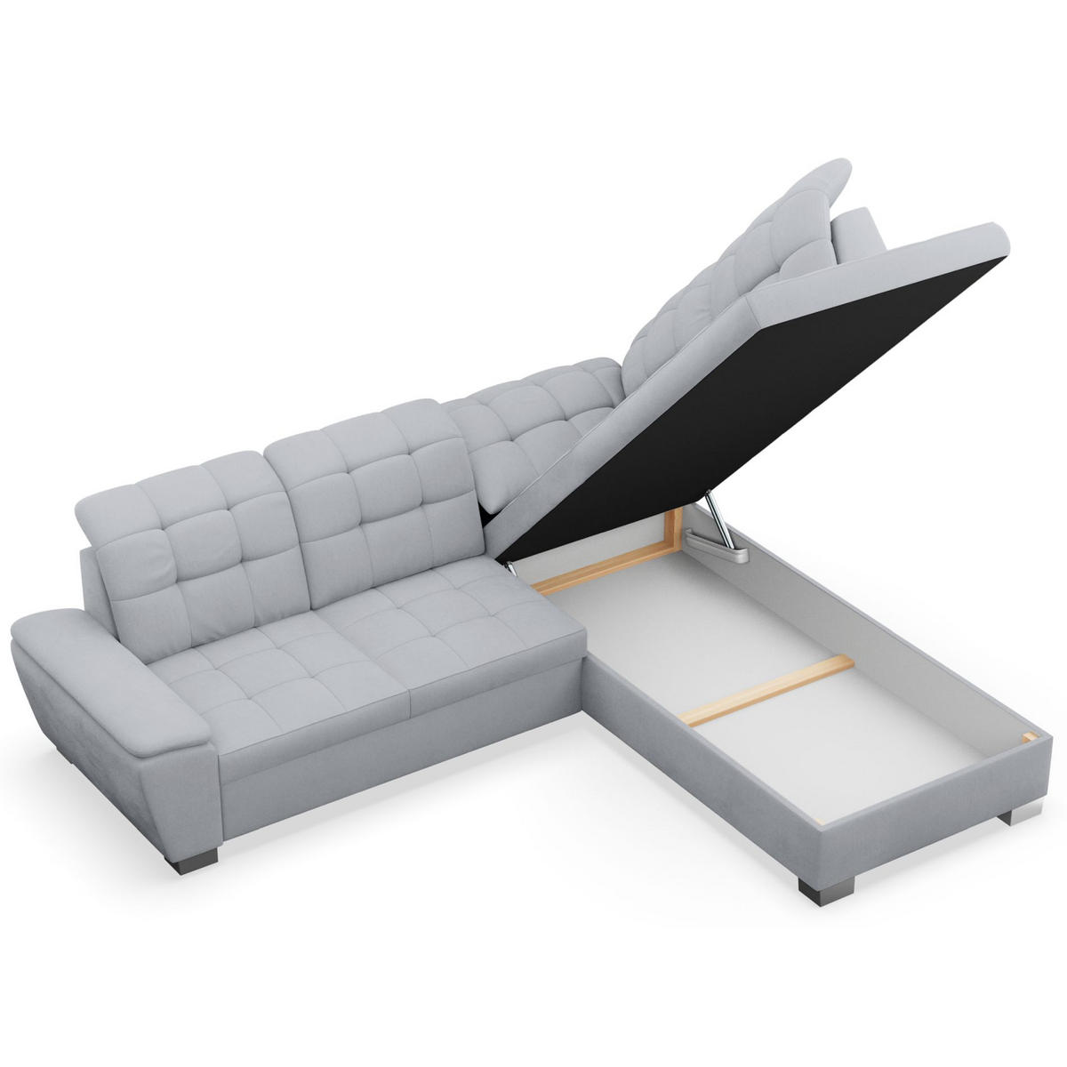 ECKSOFA Jamaal Hellgrau rechtsseitig - Hellgrau/Schwarz, Textil (258/212cm) - Selsey