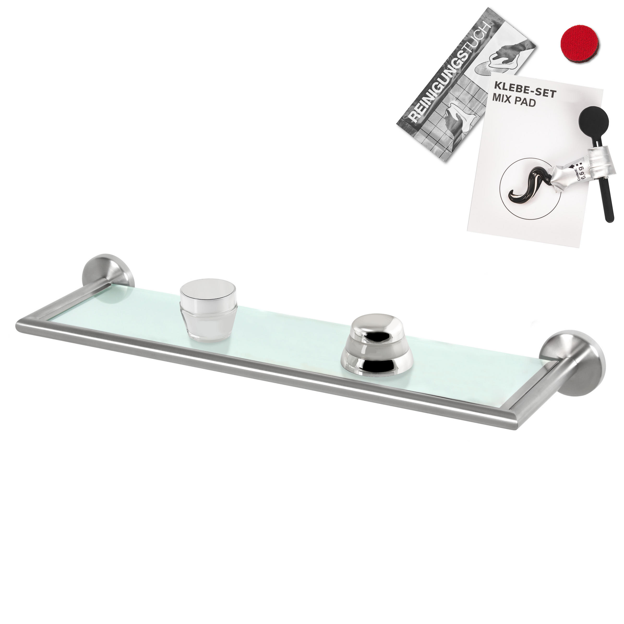 GLASABLAGE PIAZZA inkl.Klebematerial, Edelstahl, matt - Edelstahlfarben, Glas (54/6/14cm) - bremermann