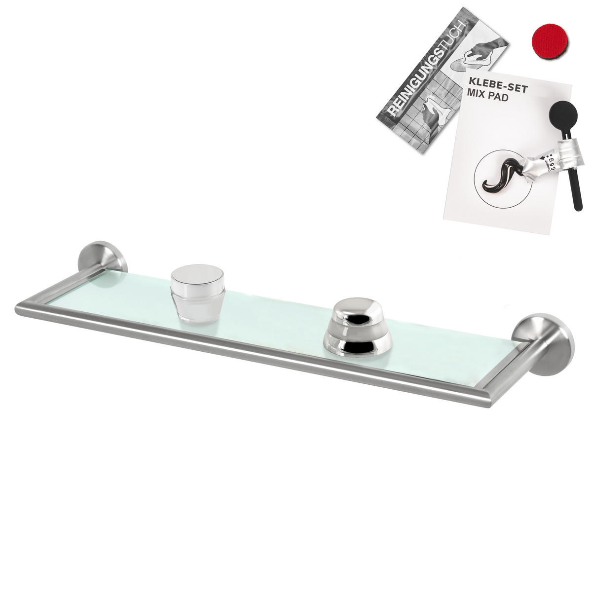 GLASABLAGE PIAZZA inkl.Klebematerial, Edelstahl, matt - Edelstahlfarben, Glas (54/6/14cm) - bremermann