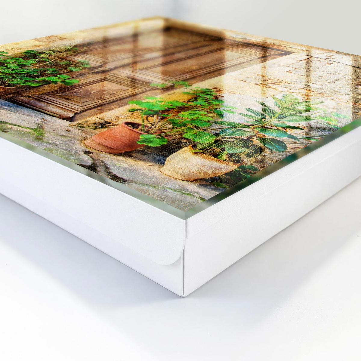 SCHLÜSSELBOX Weiß 30x30 cm – Türöffnung nach rechts - Rustikale Türen - Braun, Metall (30/30/5cm) - TULUP
