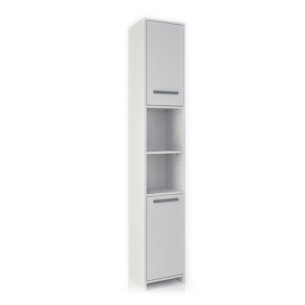 BADSCHRANK Kiko Weiß 30 x 190 cm - Weiß, Holzwerkstoff (30/195/30cm) - Vicco