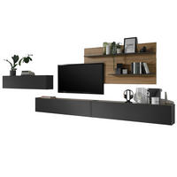 WOHNWAND 4-teilig grau matt, Eiche Wotan 400 cm, Schrankwand hängend - Eiche Wotan/Grau, Holz/Holzwerkstoff (400/180/30cm) - Furn.Design