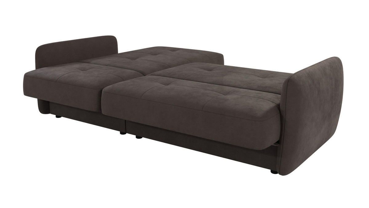 ECKSOFA Lupo Braun - Khaki Mikrofaser - Dunkelbraun/Schwarz, Holz/Kunststoff (232/147cm) - S-Style Möbel