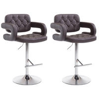 BARHOCKER 2er Set Lederlook braun - Chromfarben/Braun, Textil/Metall (62/103/55cm) - CLP
