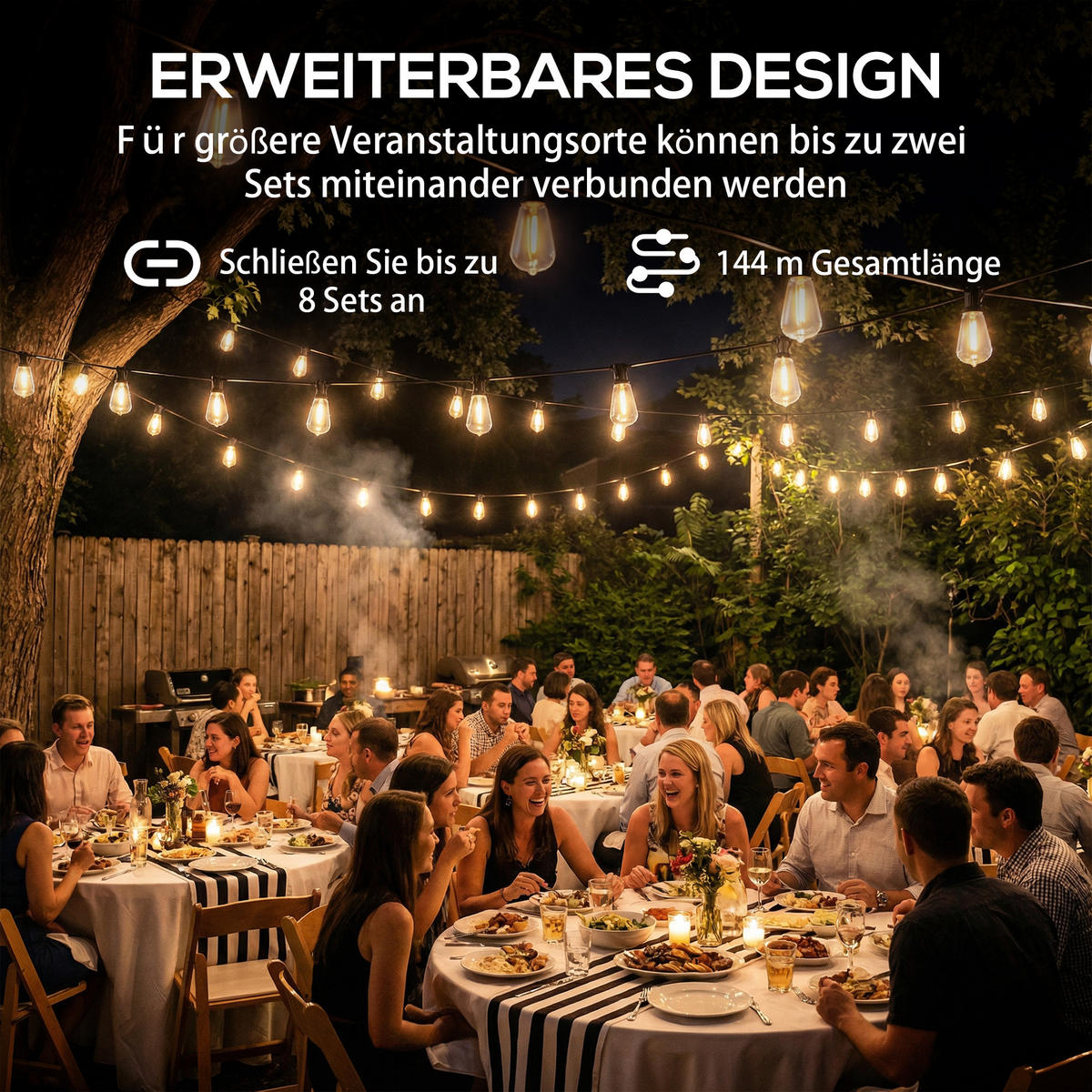 LICHTERKETTE aus PET 18 m Schwarz - Schwarz, Kunststoff (1800cm) - HOMCOM