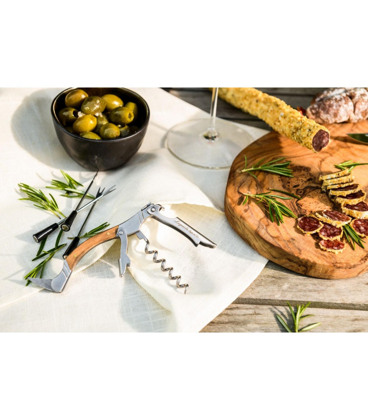 KORKENZIEHER Olivenholz - Braun, Metall (1cm) - Laguiole Style de Vie