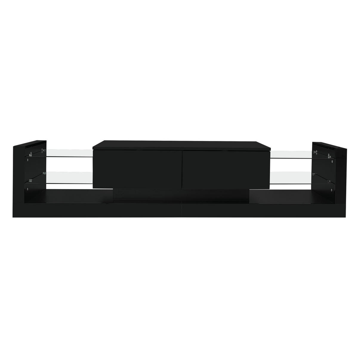 TV-SCHRANK-SET mit Couchtisch in Hochglanz Schwarz mit LED 181/38/38 cm + 100/50/40.3 cm - Schwarz, Holzwerkstoff (50/181/78.3cm) - Redom