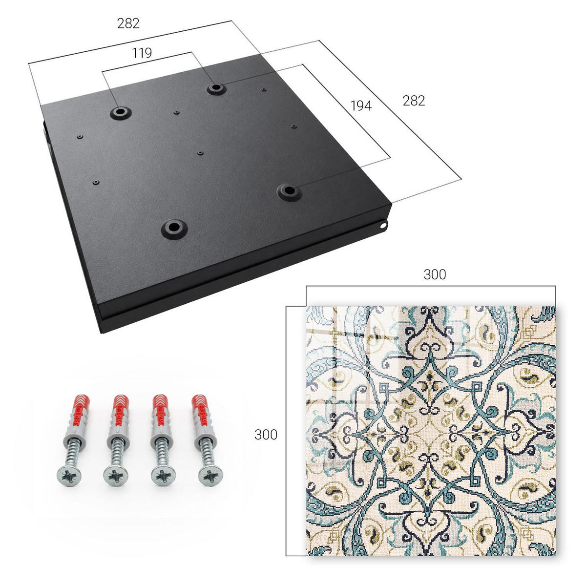 SCHLÜSSELBOX Schwarz 30x30 cm- Türöffnung nach rechts - Türkisfarbener Schmuck - Beige, Metall (30/30/5cm) - TULUP
