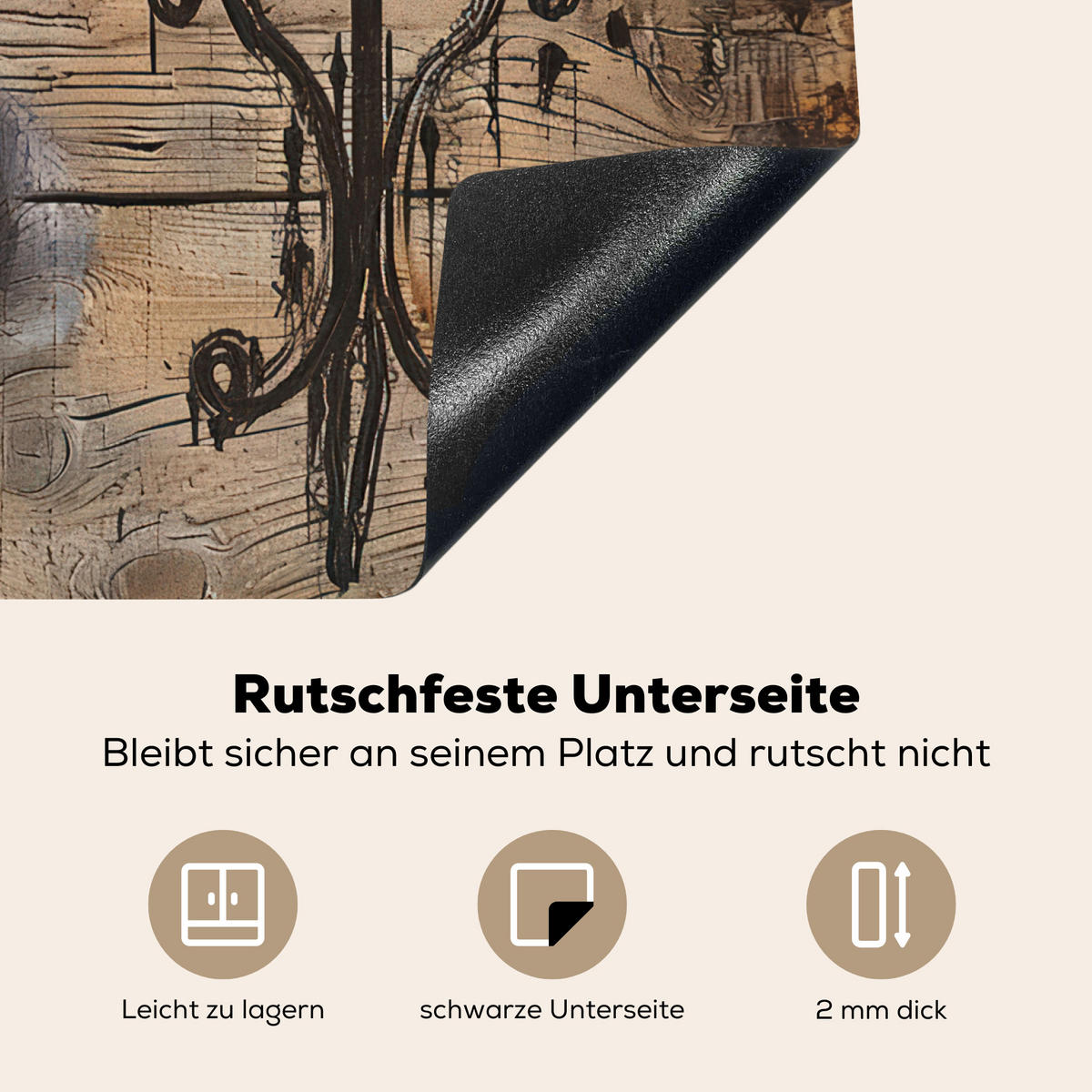 HERDABDECKPLATTE Cafe - Holz - Kaffee - Regale Ceranfeldabdeckung 59x52 cm - Schwarz, Kunststoff (59/52/0.2cm) - MuchoWow
