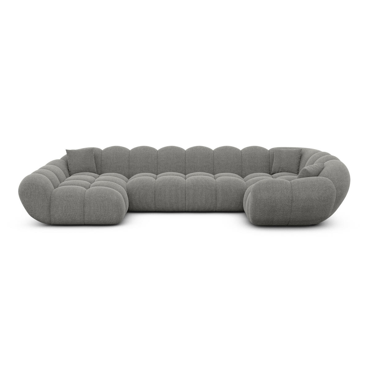 WOHNLANDSCHAFT Liva Grau Strukturstoff U-Form XL Links - Grau, Textil (323/70/193cm) - VAROYAL