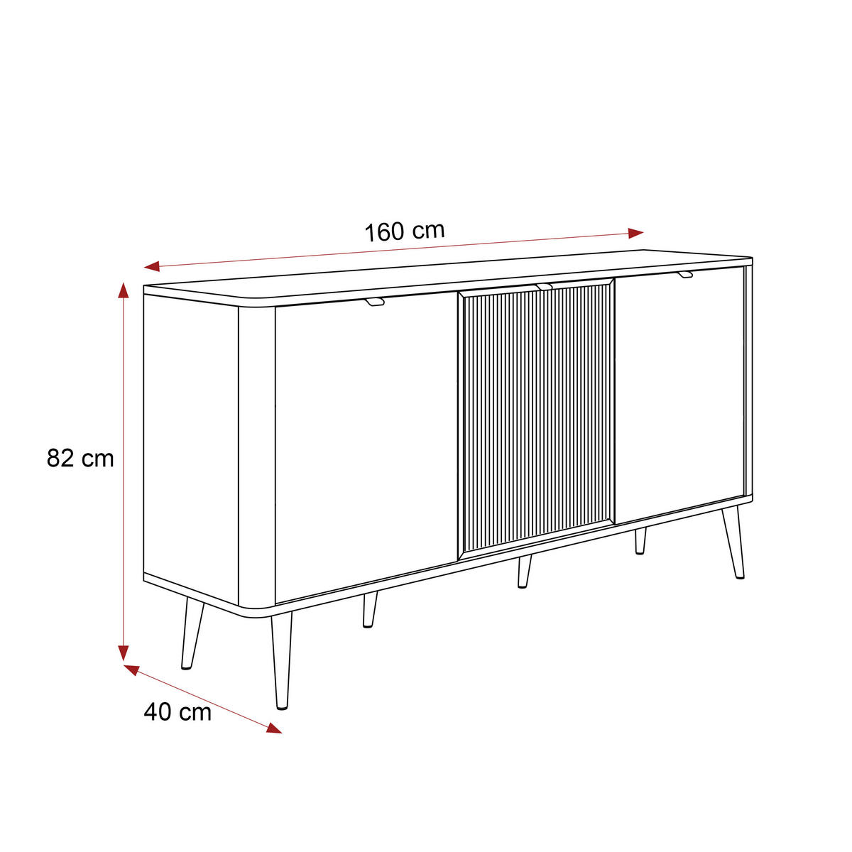 KOMMODE mit Vitrine NAVANI 160 cm Kaschmir Nuss - Kaschmir/Goldfarben, Holzwerkstoff/Metall (160/82/40cm) - Idohome