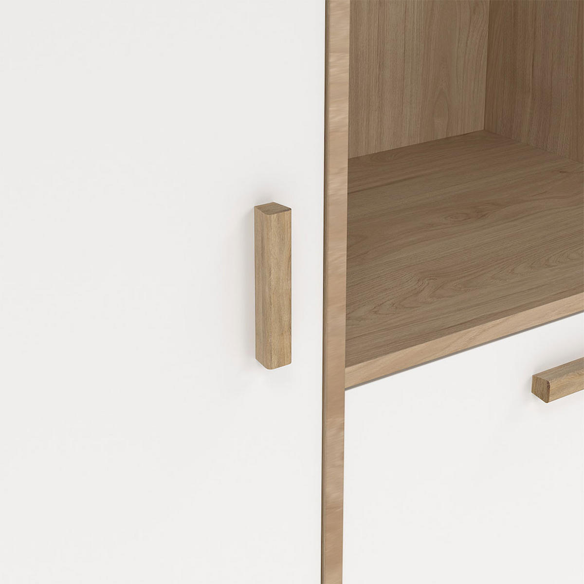 VITRINENSCHRANK, Ikast, Eiche, Holzwerkstoff, 89 x 40 x 189 cm - Weiß, Holzwerkstoff (39.8/188.2/88.7cm) - Calicosy