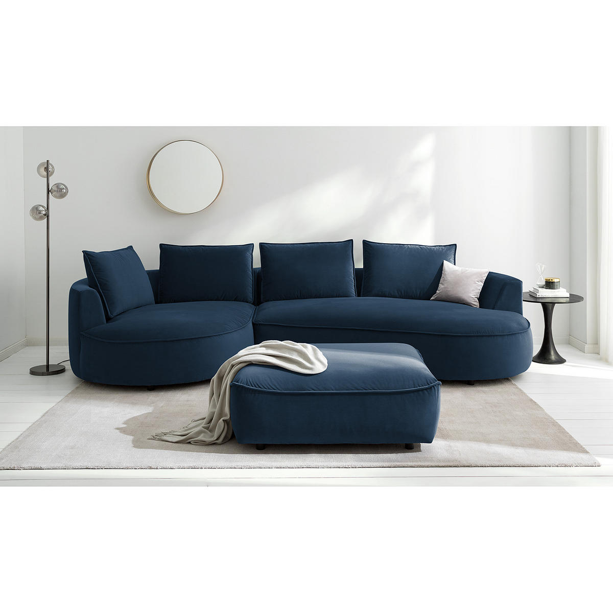 BIGSOFA - Dunkelblau, Naturmaterialien/Kunststoff (322/82/154cm) - home24