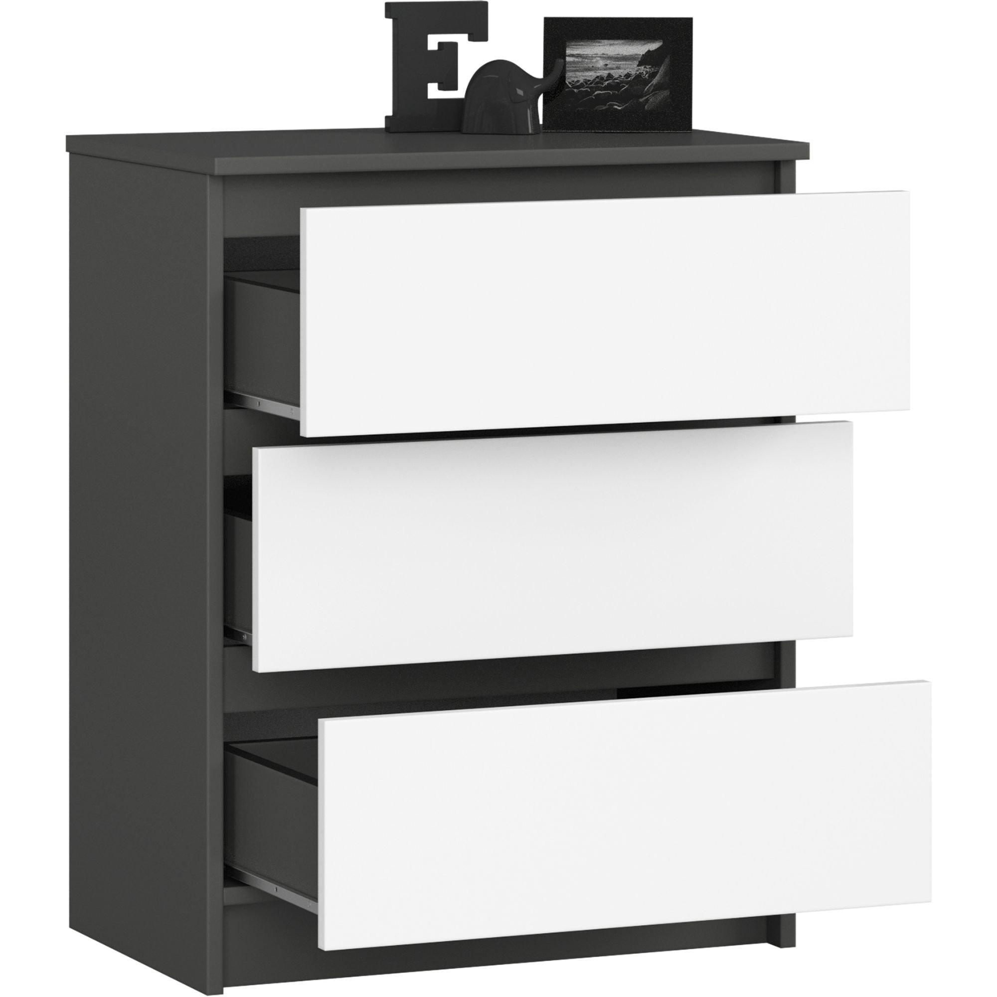 KOMMODE K60, Grau-Weiß, 60x40x77 cm - Weiß/Grau, Holz (60/77/40cm) - Milordbikes