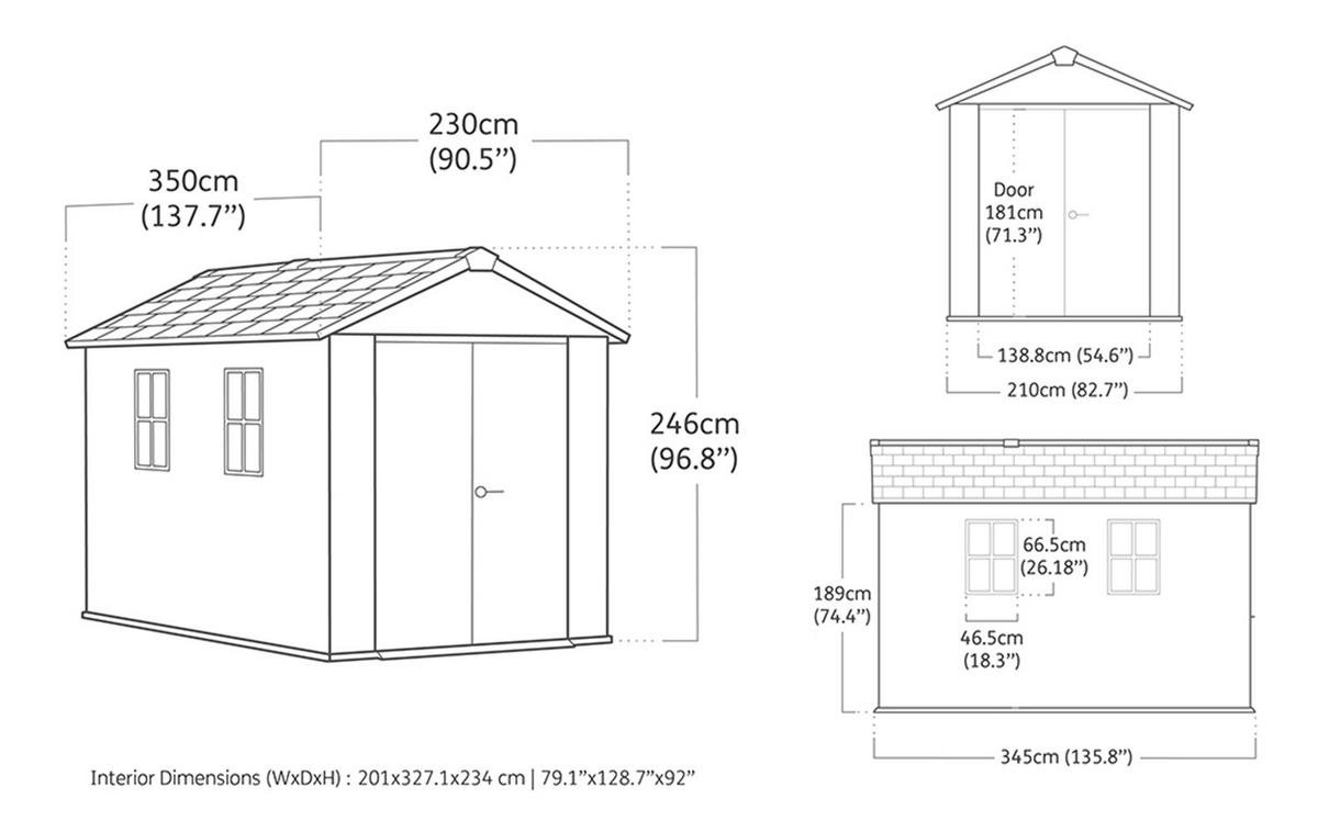 GARTENHAUS Newton - Grau, Kunststoff (350/246/230cm) - Keter