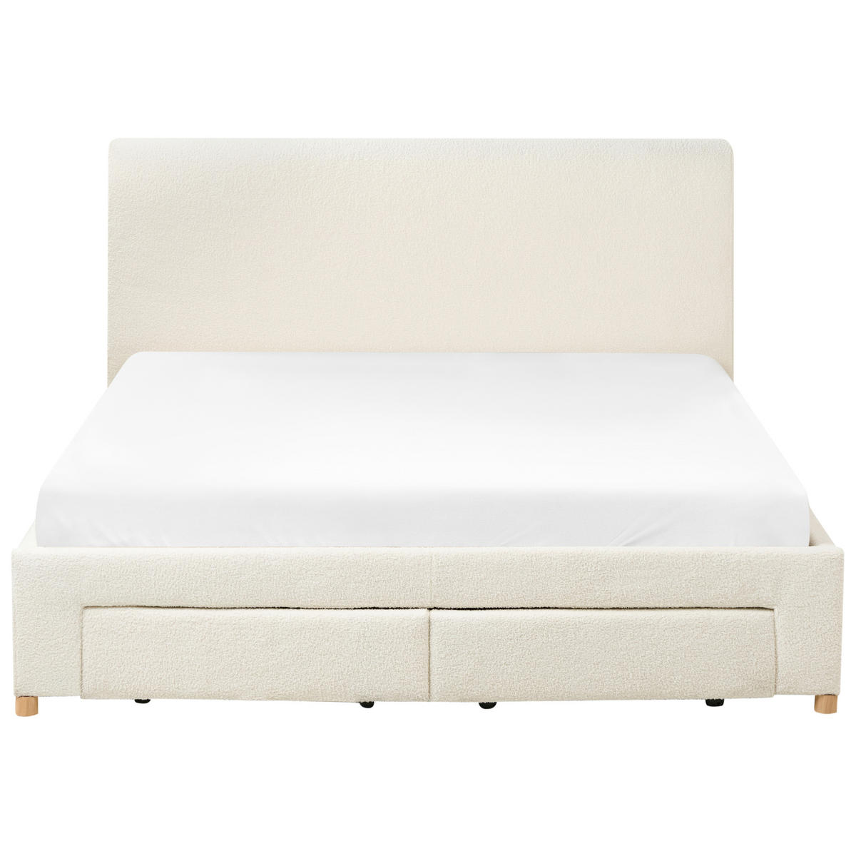 BETT mit Schubladen 160/200 cm Bouclé Hellbraun Soutrin - Hellbraun, Textil (160/200cm) - Beliani