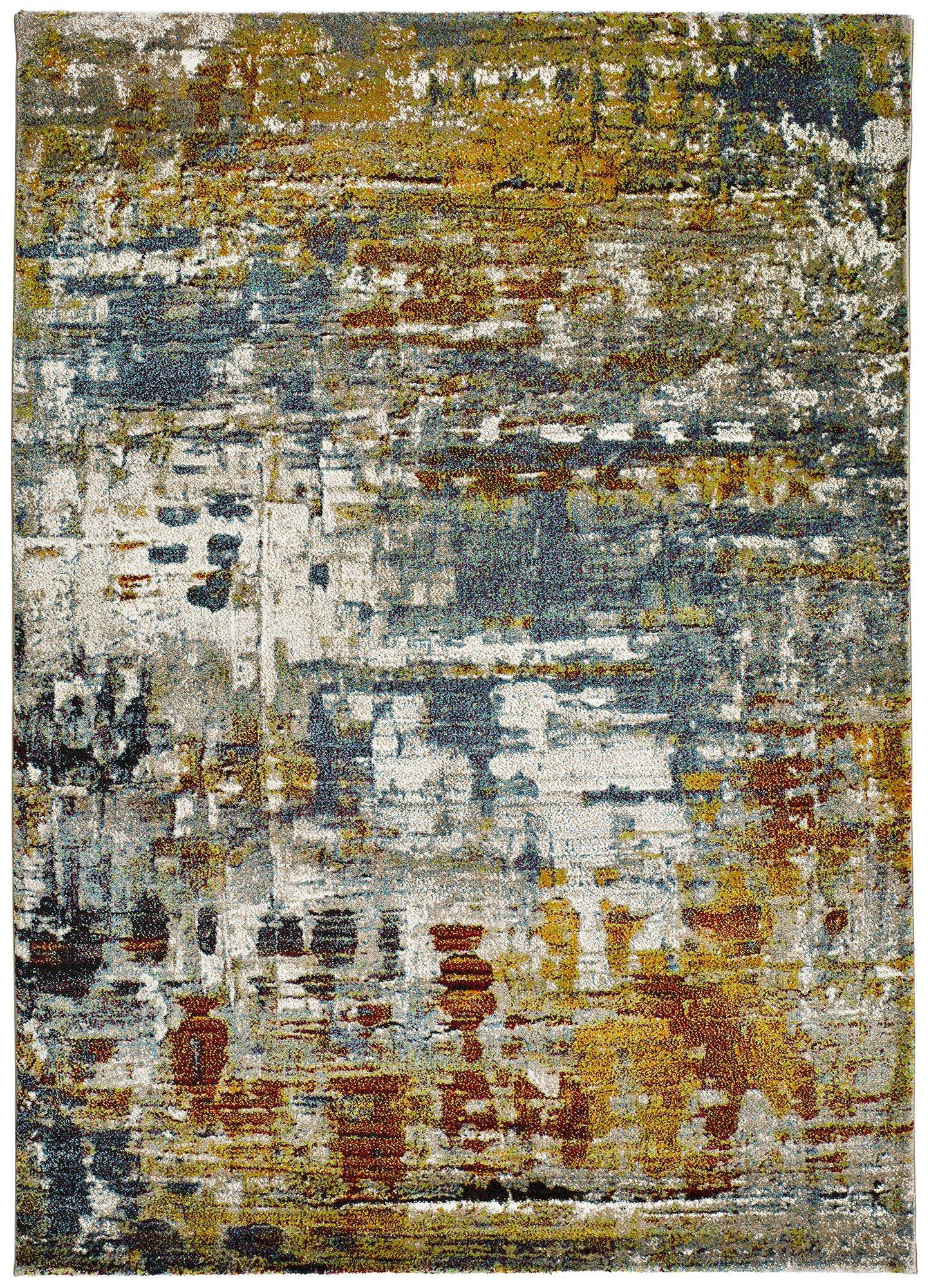 WEBTEPPICH Mehrfarbig Naia 140/200 cm - Blau/Bernsteinfarben, Naturmaterialien/Textil (140/200cm) - Atticgo