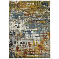 WEBTEPPICH Mehrfarbig Naia 140/200 cm - Blau/Bernsteinfarben, Naturmaterialien/Textil (140/200cm) - Atticgo
