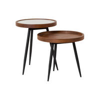 BEISTELLTISCH-SET Akazie 42x42x50 natur lackiert / Marmor weiß KARLSTAD #12 - Braun, Holz (42/42/50cm) - Massivmoebel24