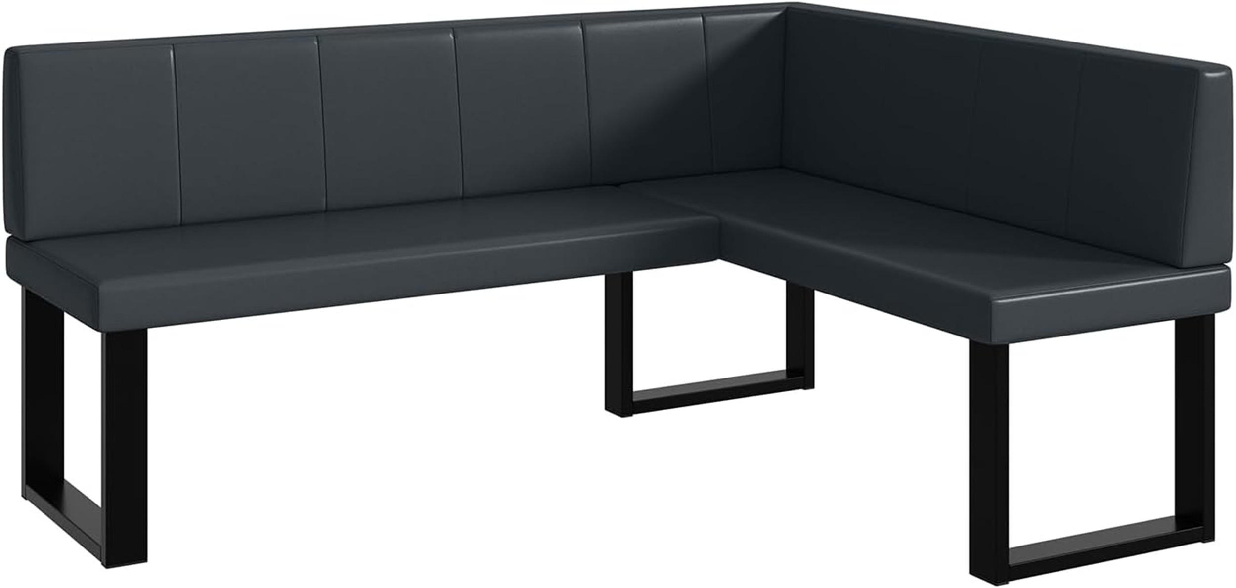 ECKBANK PETER_U - Dunkelgrau, Leder (128/168cm) - Meblini