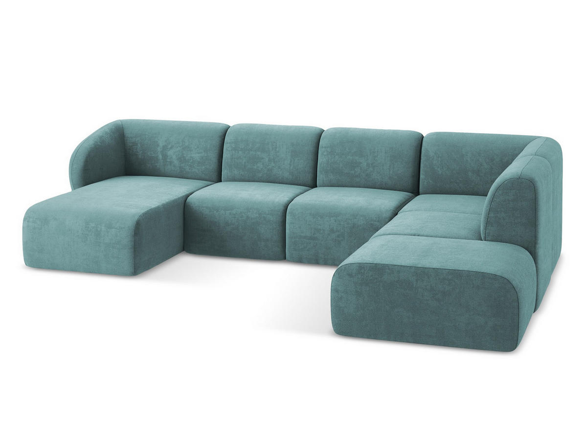 ECKSOFA Links Chenille Stoff Orange - Terracotta/Schwarz, Holzwerkstoff/Kunststoff (248/166cm) - Makamii