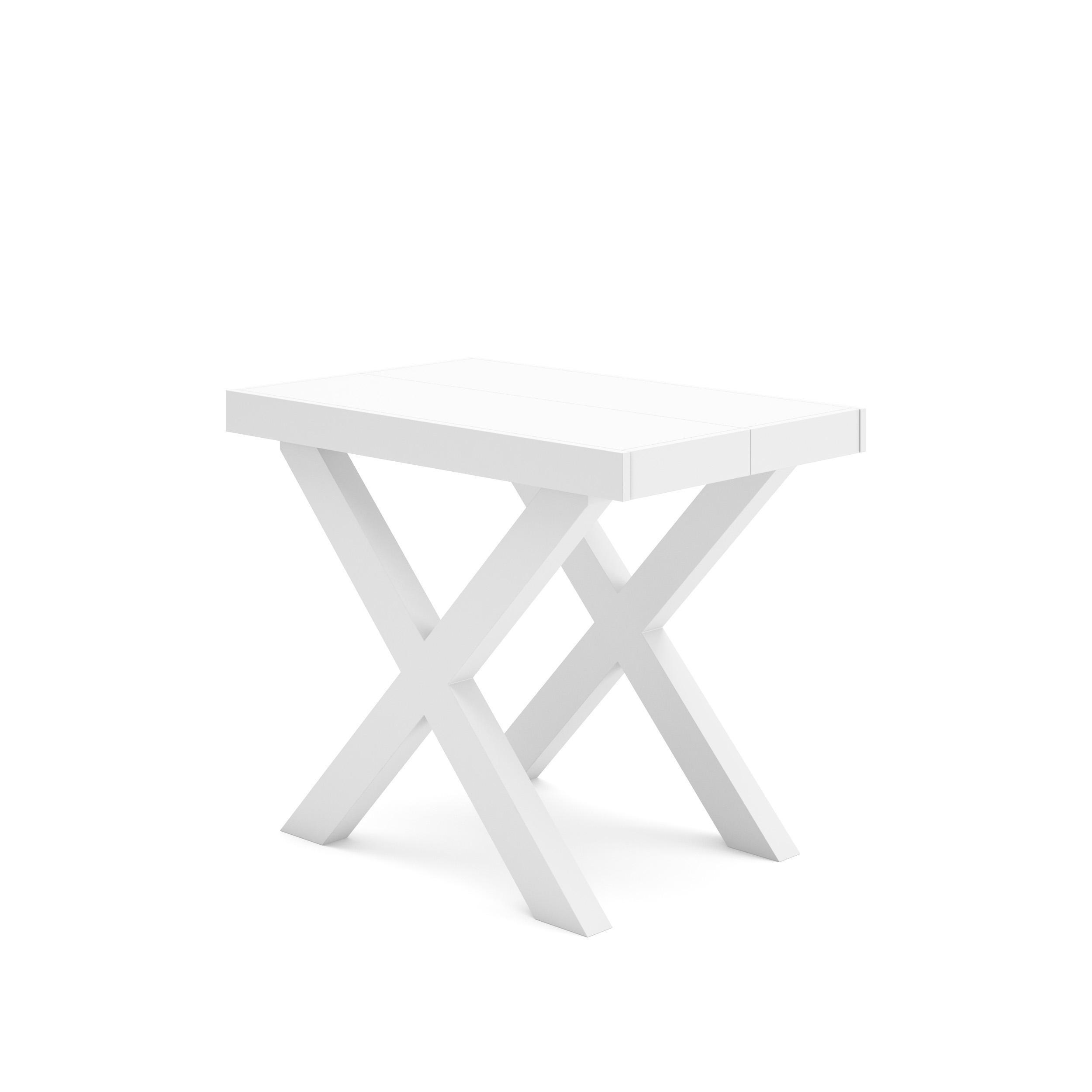 KONSOLENTISCH ausziehbar 58 bis 140cm, für 6 Gäste, weiß, 90/58/73cm - Weiß, Holzwerkstoff (90/140/73cm) - Skraut Home
