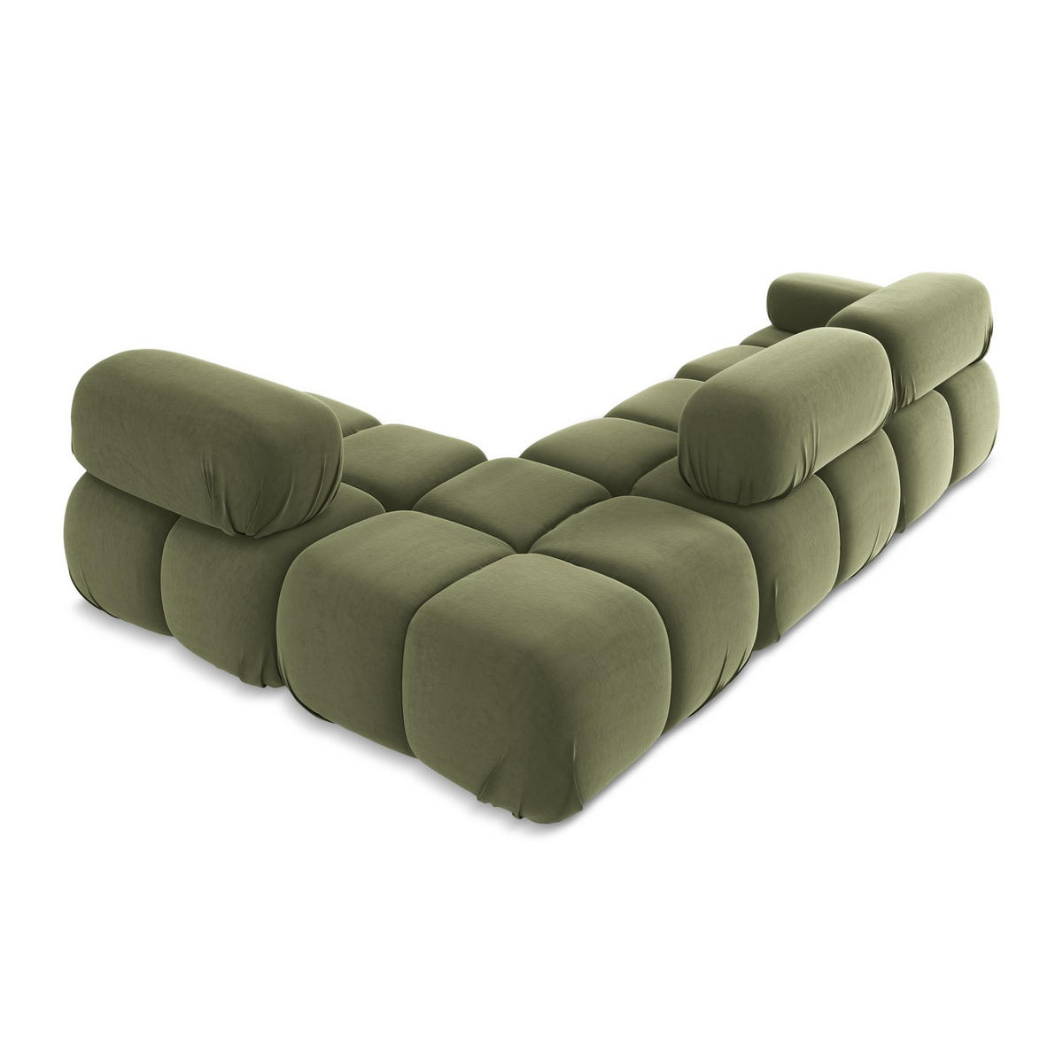 ECKSOFA Rechts Samt Stoff Grün - Schwarz/Olivgrün, Kunststoff/Textil (285/190cm) - LaMiaSofa