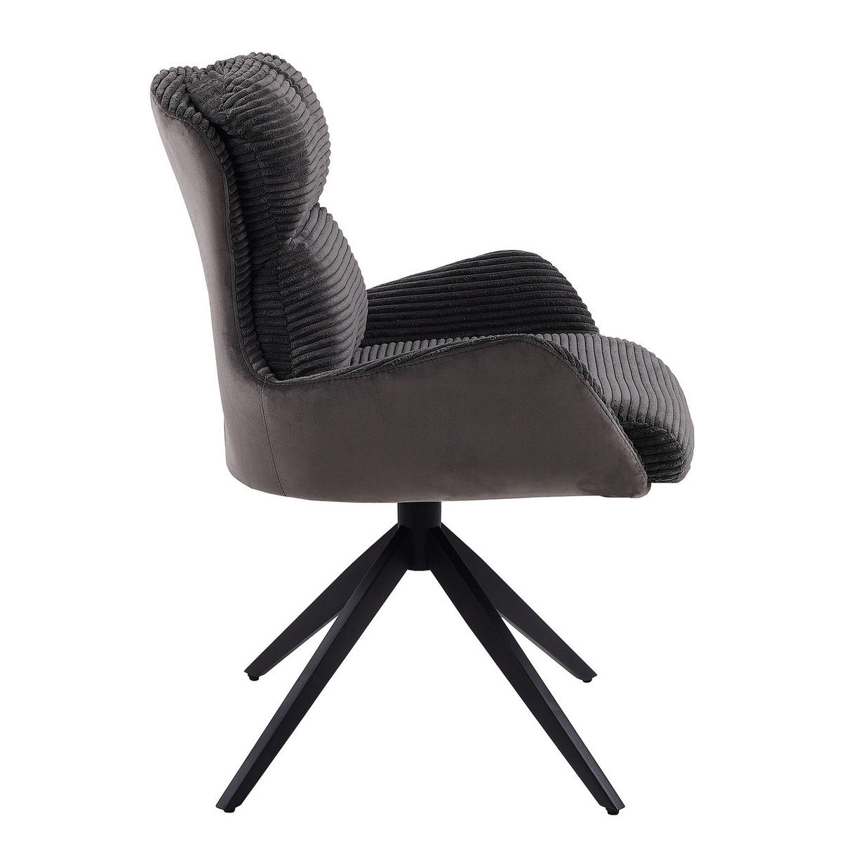 ARMLEHNENSTUHL - 2er-Set - Schwarz, Textil/Metall (58/88/68cm) - home24