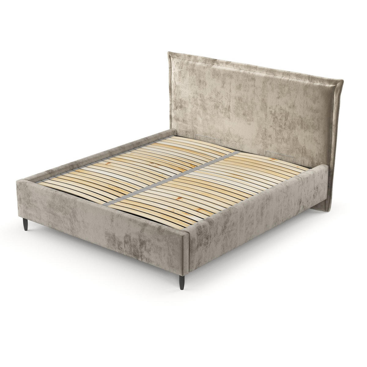 POLSTERBETT Cape Cod Beige 140/200 cm im Chenille-Stoff - Beige/Schwarz, Holz/Holzwerkstoff (140/200cm) - Maison de Reve
