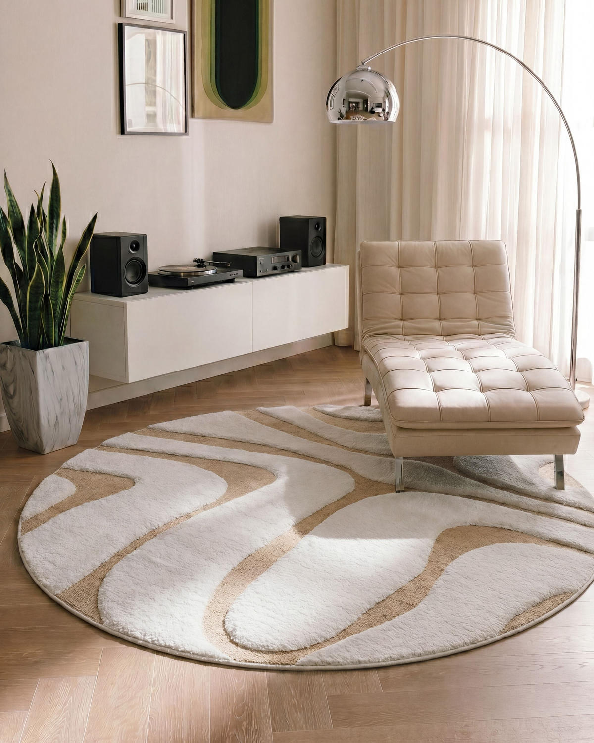 KOBEREC Béžový/Bílý 160 cm Hartz - bílá/krémová, textil (160/160cm) - Beliani